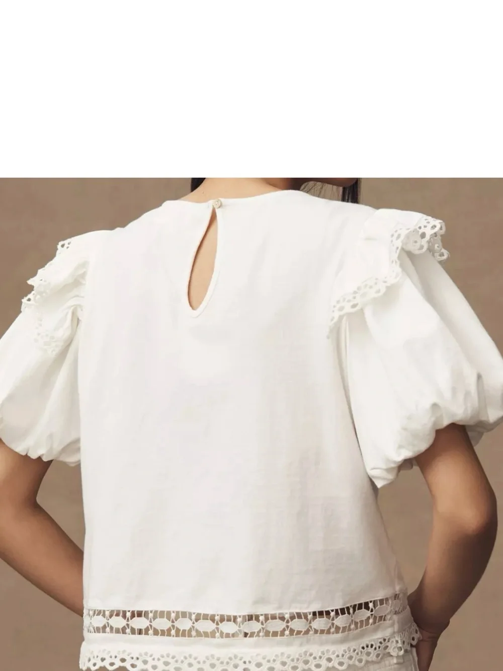 White Peasant Blouse with Red Embroidery by Anthropologie 2X